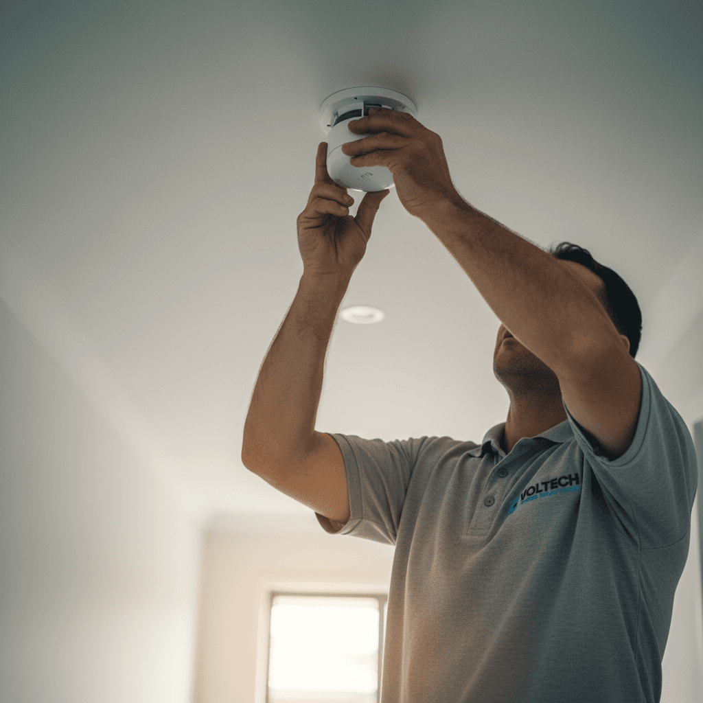 Voltech Power Solutions performing smoke alarms on a Brisbane home